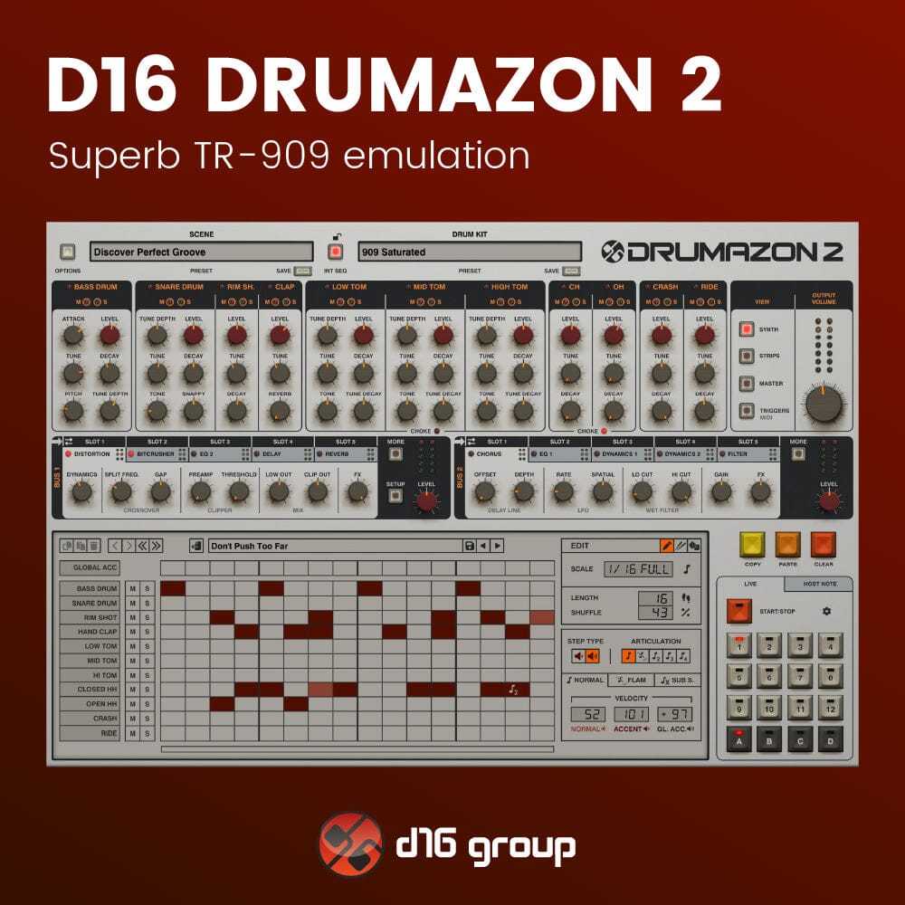D16 Drumazon 2 - Superb TR-909 emulation Software & Plugins D16 Group