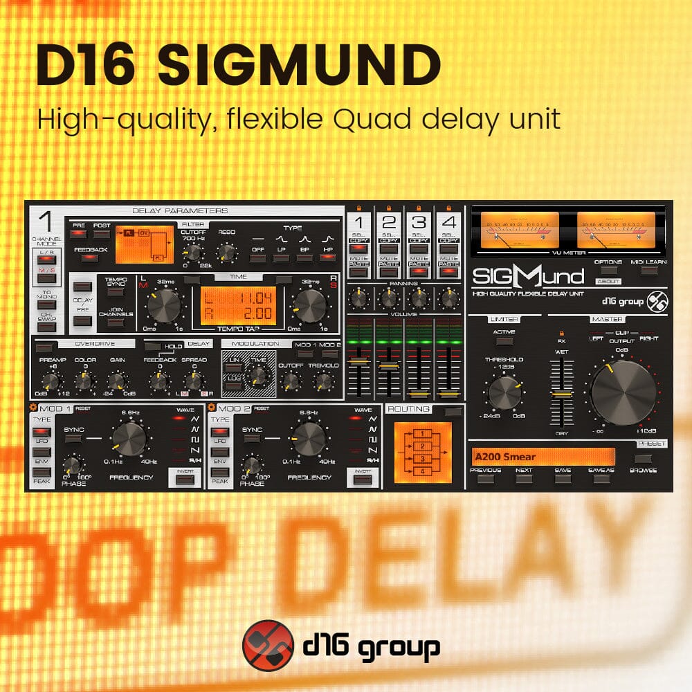 Sigmund - High-quality, flexible Quad delay unit Software & Plugins D16 Group