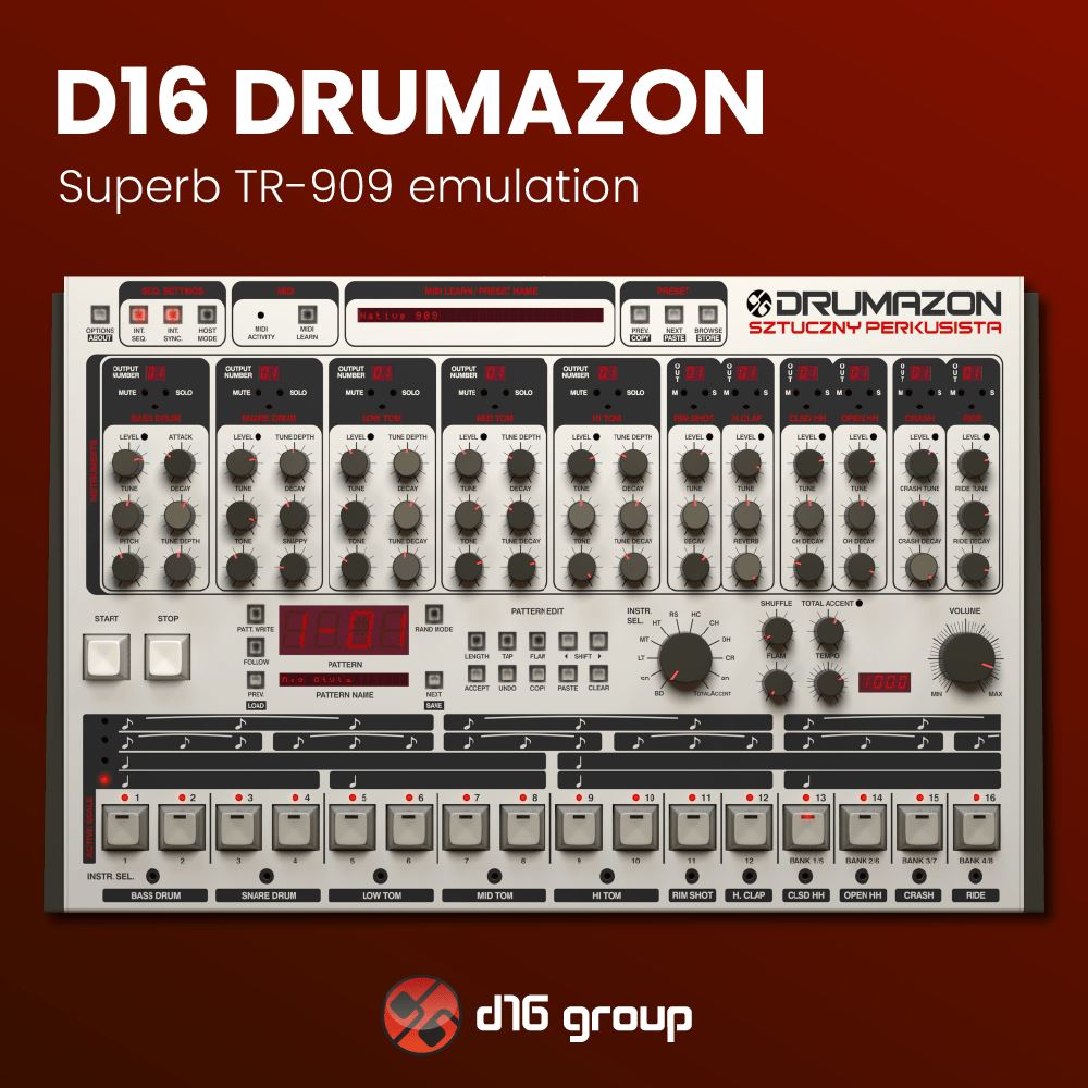 D16 Drumazon - Superb TR-909 emulation Software & Plugins D16 Group