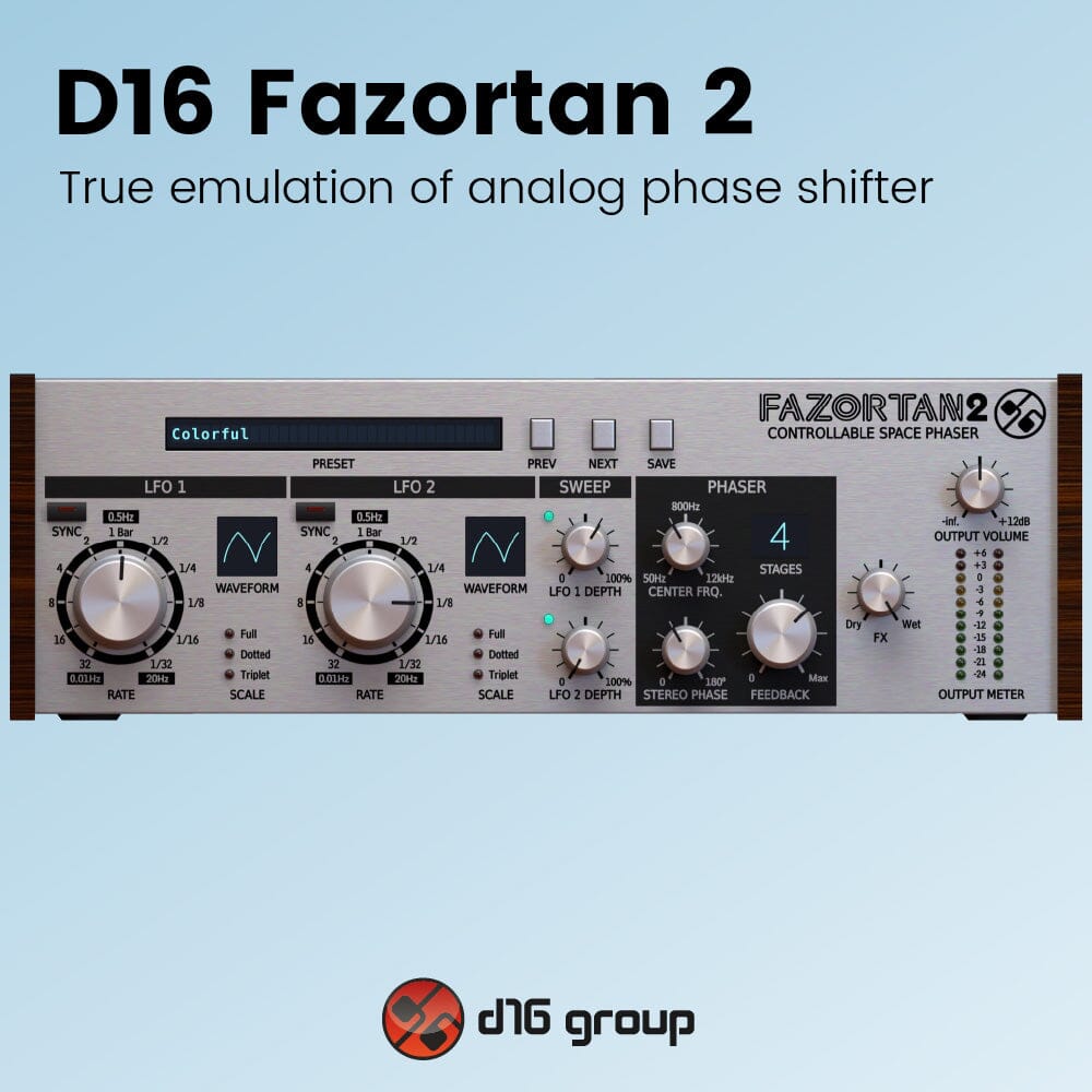 D16 Fazortan 2 - True emulation of analog phase shifter Software & Plugins D16 Group