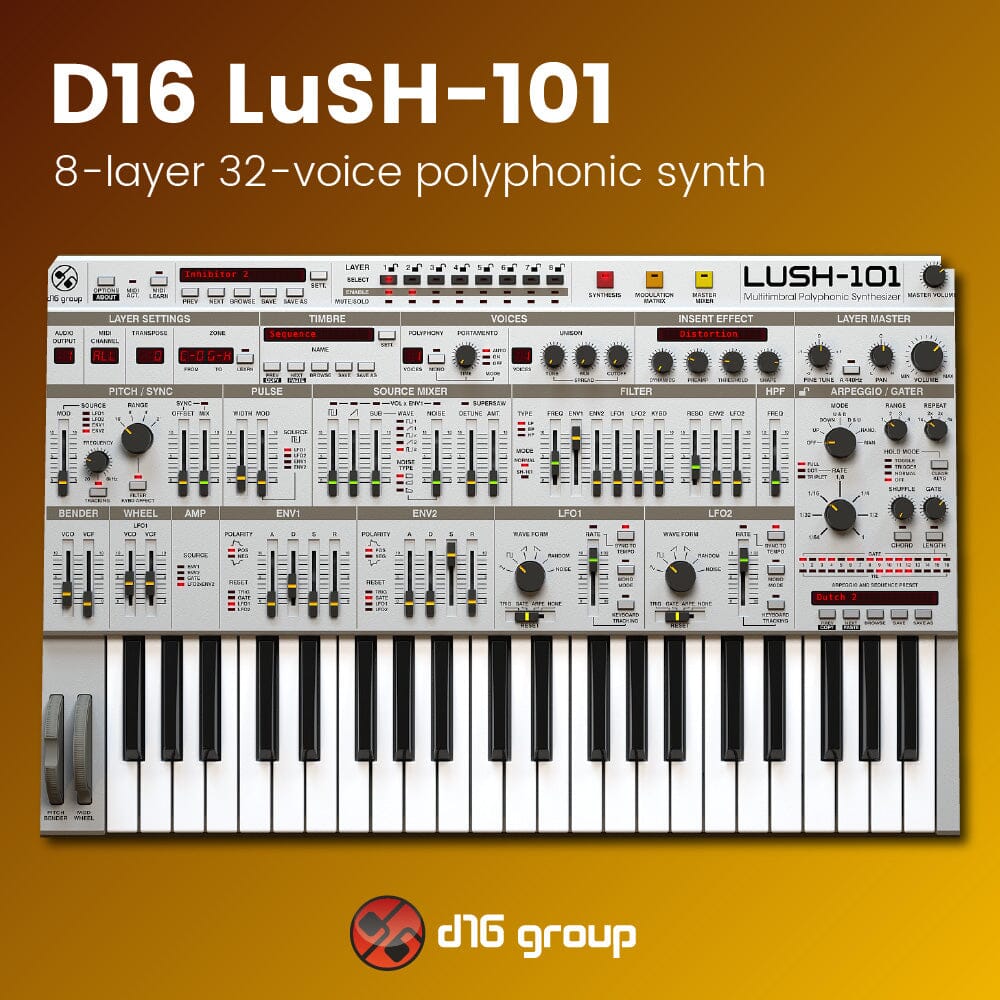 D16 LuSH 101 - 8 layer 32 voice polyphonic synth Software & Plugins D16 Group